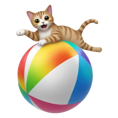 cat dancing on top of a beach ball sticker