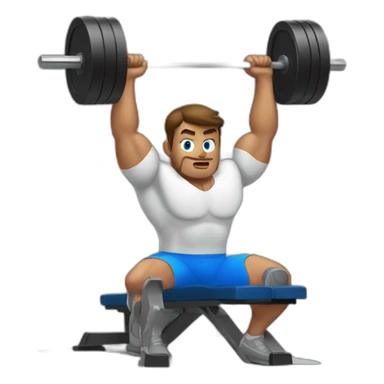 A man with blue eyes training at a bench press sticker