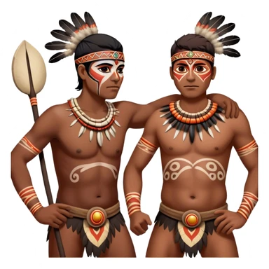 Cinematic Realistic scene of two indigenous male aboriginals performing an Aboriginal Corroboree, adorned in traditional body paint, A corroboree is an Australian Aboriginal ceremonial meeting. It usually includes celebration of Aboriginal mythology and spirituality, which is based in the Dreaming sticker