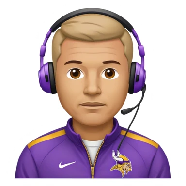 Football coach wearing a headset MINNESOTA VIKINGS PURPLE AND GOLD sticker