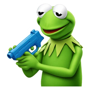 kermit the frog holding a water pistol  sticker