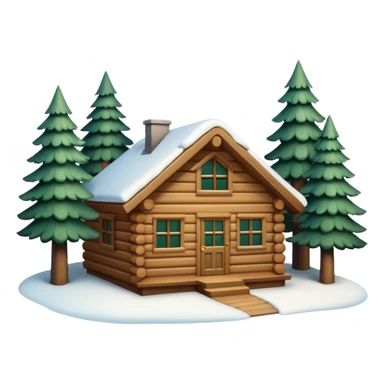 
snowy cabin in the woods, surrounded by pines sticker