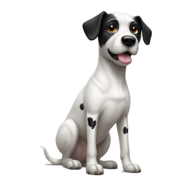 White Dog with black patches covering both eyes and standing up ears sticker