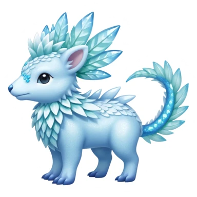 Sparkly Icy Glacial Helioptile-Amaura-Shaymin-Fakémon-hybrid-creature (full body)  sticker