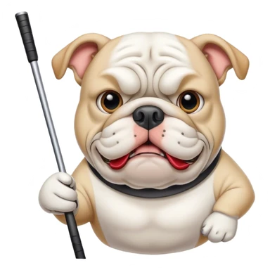 White Bulldog with golf club in mouth  sticker