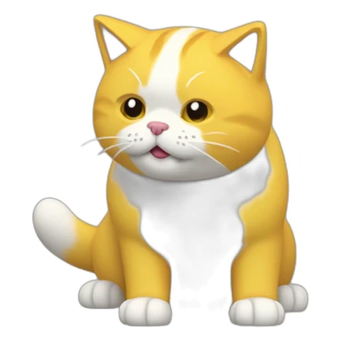 Gato amarillo abrazando a perro blanco peludo en 3d sticker
