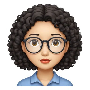 asian girl with curly hair n glasses sticker