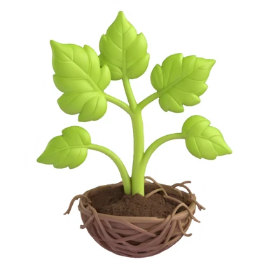 young grapevine sprout just starting to grow on grapevine, leaves partially unfurled, showing early growth stages of young grapevine, 3D emoji style, no background sticker