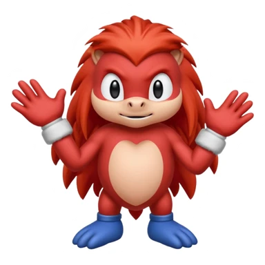 Sonic the hedgehogs friend knuckles a red animal with peach arms and white gloves sticker