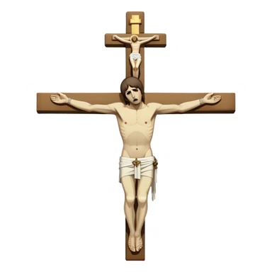 Crucified Liam Gallagher in the style of Jesus full body on cross sticker
