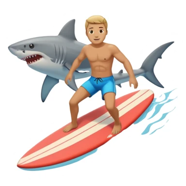 Man surfing on a shark sticker