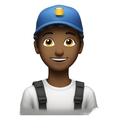 smiling boy portrait with cap sticker