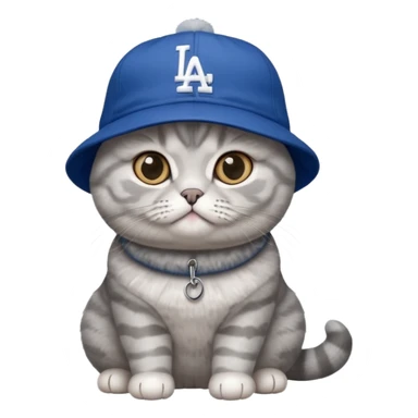 Can you make a gray British short cat wearing a LA dodger hat? sticker