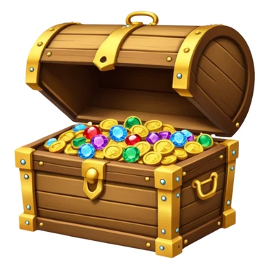 Treasure Chest GOLD COINS, jewels, gems,  sticker