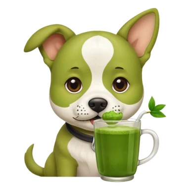 dog drinking matcha like actually holding it make itncute sticker
