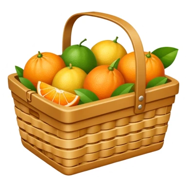 
A small picnic basket holding citrus fruits and a tiny cloth napkin.








































 sticker