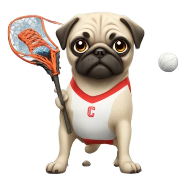 Pug playing lacrosse  sticker
