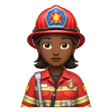 firefighter woman dark skin sticker
