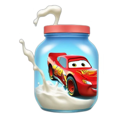 Lightning McQueen in jar with milk sticker