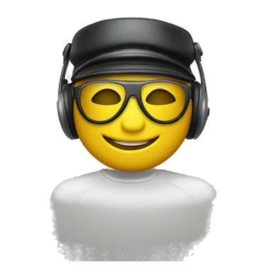 smiley yellow face wearing aviator glasses and racing headset and cap  sticker