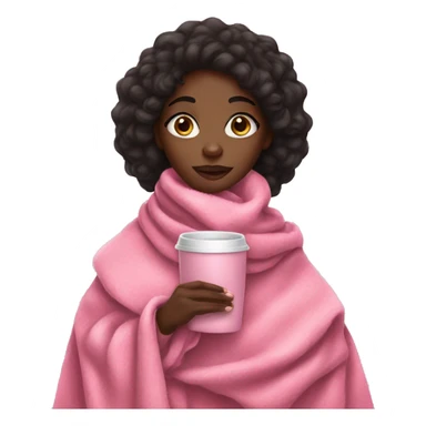 A black girl with a pink blanket around her with hot chocolate in her hand sticker
