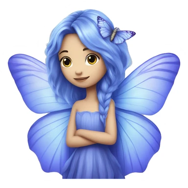 Beautiful, cornflower, fairy, blue, silver, purple, long hair, big butterfly wings sticker
