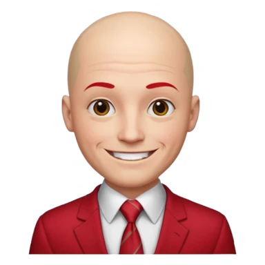 man Bald with red necktie, red dress,tattoo, square face. sticker