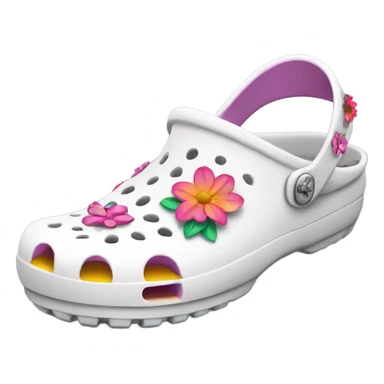 White Crocs with flowers sticker