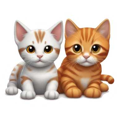 two kittens, both laying down, one in front orange cat with white stripes and a girl kitten toriteshell near him sticker
