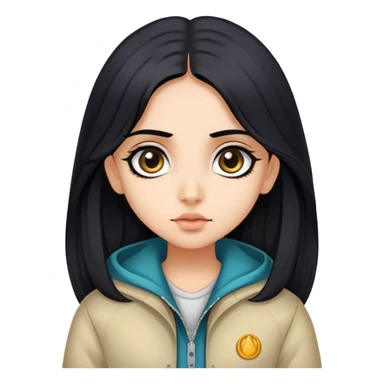Brahmin indian girl wearing a jacket, with fair skin, long black hair, and big eyes  sticker
