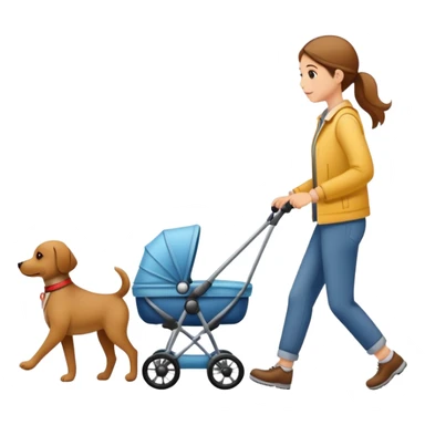 walking dog with stroller sticker