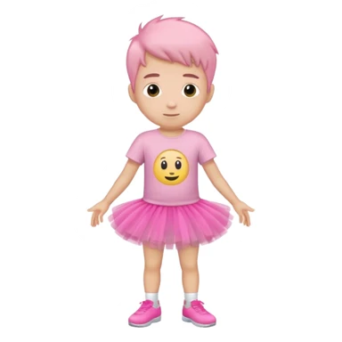 pink tutu wearing boy with tshirt sticker