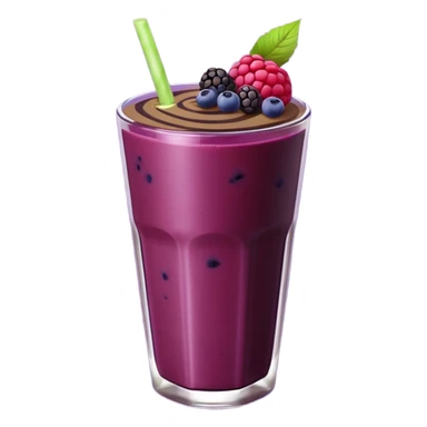 Realistic smoothie, dark reddish-purple color, with elderberry, raspberry, blueberry, blackberry, and chocolate swirl on top sticker