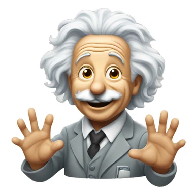 albert einstein with wawing hand and is happy sticker