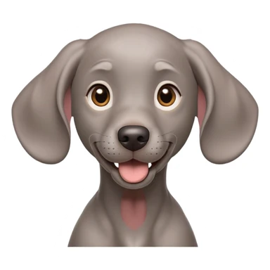 cinematic-comical-weimaraner puppy-portrait-emoji,-head-tilted-dramatically-with-an-exaggeratedly-amused-expression,-featuring-a-vibrant-grey-fur-with-a-lively-sheen,-wide,-expressive-brown-eyes-filled-with-playful-disbelief sticker