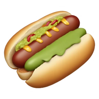 do a hotdog bread with sausage, guacamole, mustard, mayonnaise and ketchup emoji sticker
