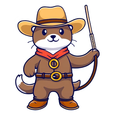 otter cowboy with lasso and boots sticker