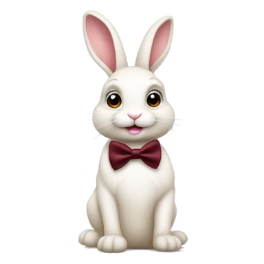 Sitting down. Crème Baby bunny. Burgundy bow tie sticker