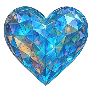 heart with a prismatic glass texture, digital illustration, no background sticker