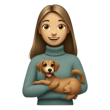 smiling girl in turtleneck sweater and dog  sticker