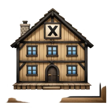 an inn with a big X on it sticker
