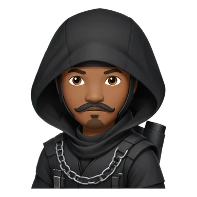 african-american web developer mustache mercenary black asymmetrical ninja hacker terminal command center sticker