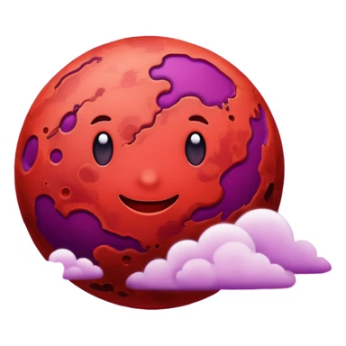 Crimson red planet with clouds and a purple star behind it sticker