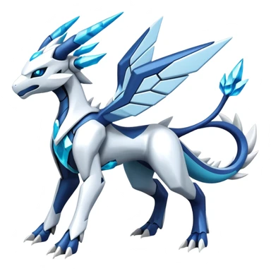 Futuristic Kyurem-reshiram-Glaceon-dialga-suicune-hybrid, full body sticker
