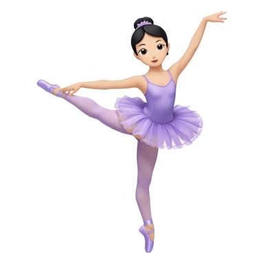 ballet dancer black hair tan skin wearing a lavender leotard and lavender tutu and pale pink tights with lavender pointe shoes in arabesqye sticker