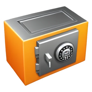 3d colosed isometric small safe in orange or yellow sticker