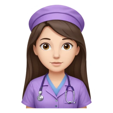 pretty brunette nurse with long hair in lilac scrubs sticker