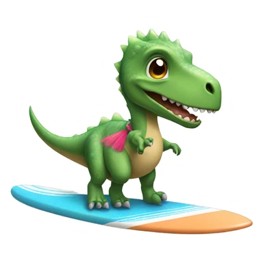 Dinosaur riding a surfboard with a tutu on sticker