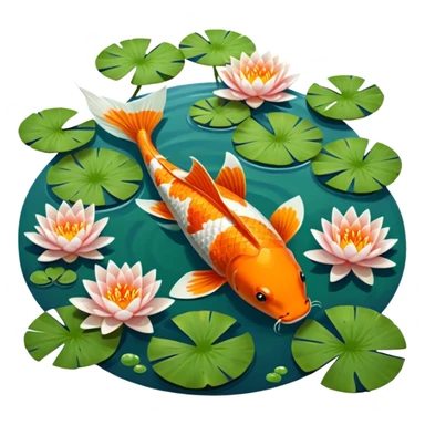 Koi fish in a pond aesthetic scenery  sticker