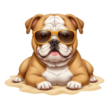 Bulldog sun tanning on the beach  sticker